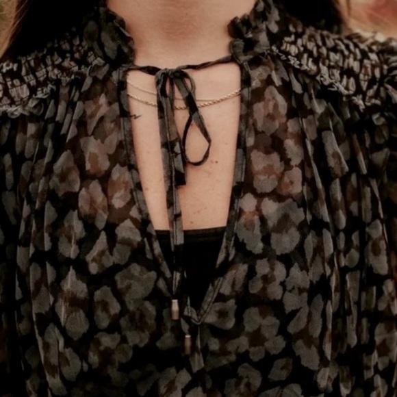 FREE PEOPLE TWYLA SPOTTED PRINT BLOUSE - Size XS - Picture 5 of 13